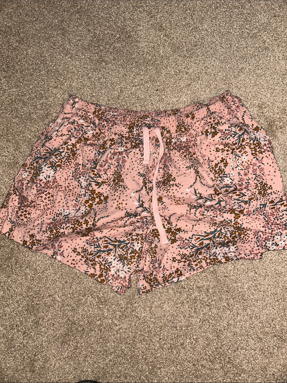 Market & Spruce Pink Floral Drawstring Elastic Waist Shorts Size XXL